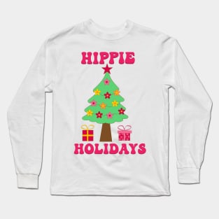 Groovy Hippie Holiday Christmas Tree Long Sleeve T-Shirt